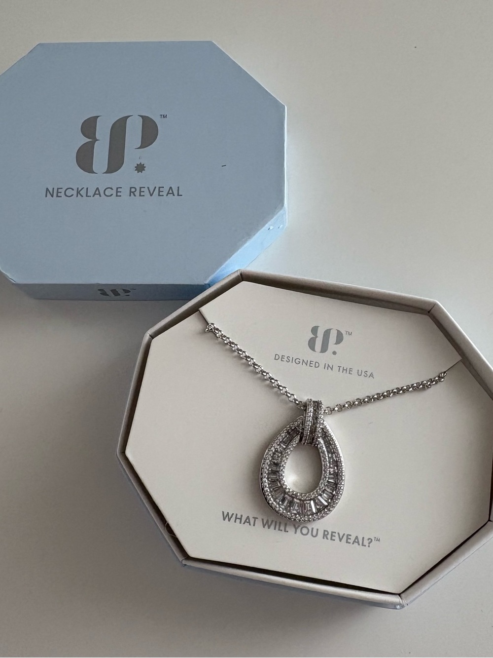 Bomb Party Beautiful in The Detail Necklace NK58873 Diamond CZ Rhodium Plating